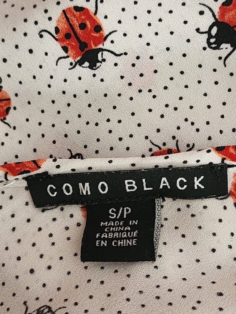 Como Black Ladybugs Printed Flutter Sleeve Top - Picture 6 of 7